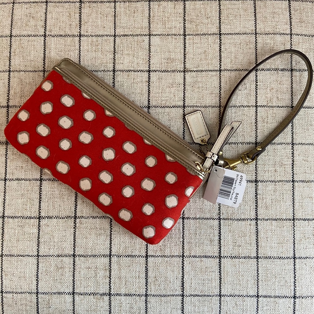 Coach Poppy Orange Canvas Wristlet